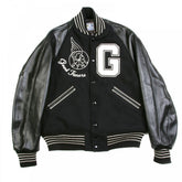 Black Raglan Sleeve Good Timers Regular Fit Letterman Jacket WV11376