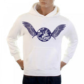 Mens White Over Head Large Fitting Hooded Sweatshirts