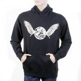 Mens Overhead Large Fitting Hooded Sweatshirt in Black
