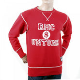 Red Untunk Crew Neck Large Fitting Sweatshirt for Men