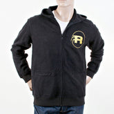 Mens Black Large Fitting Zipped Front Hoody