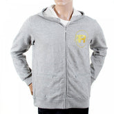 Mens Grey Marl Large Fitting Zipped Front Hoody