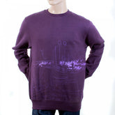 Mens Purple Large Fitting Crew Neck Sweatshirt