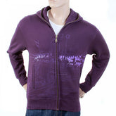 Purple Large Fitting Zipped Front Hooded Mens Sweatshirt