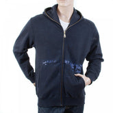 Large Fitting Zipped Front Hooded Navy Sweatshirt for Men
