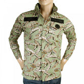 Camo Green Button up Regular Fit Hooded Cotton Field Jacket