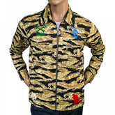 Mens Camo Sand Zipped Regular Fit Cotton Jacket
