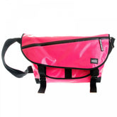 Unisex Bubblegum Pink Laminated Canvas Shoulder Cyclist Fashion Bag