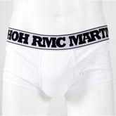 Mens White Stretch Cotton Trunks with Tsunami Waves Design