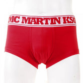 Mens Red Stretch Cotton Trunks with Signature Logo
