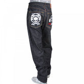 Genuine Super Exclusive Slim Indigo Raw Selvedge Denim Jeans with Embroidered Like Black Monsterider FM Union