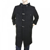 Mens 100% Wool Regular Fit Fisherman Duffle Coat in Black