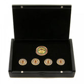 Mens Custom Made Blue Sapphire and Ruby 5 Button Set