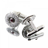Circular Custom Made Diamond and Ruby Cufflinks