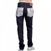 Indigo Raw Japanese Selvedge Denim Jeans with Silver Bushi Embroidery