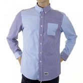 Blue and Navy Button down Collar Long Sleeve Regular Fit Shirt