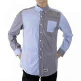 Blue and Black Button down Collar Long Sleeve Regular Fit Shirt