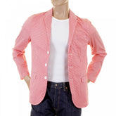 Red and White Fine Check Slimmer Fit Cotton Lightweight Jacket