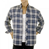 Mens Blue and White Check Button down Collar Long Sleeve Regular Fit Shirt