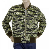 Mens Camouflage Green Zip Up Regular Fit Bomber Jacket