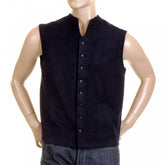 Mens Navy Plush Fleece Sleeveless Regular Fit Jacket Gilet