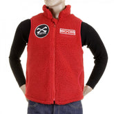 Mens Red Plush Fleece Zip Up Sleeveless Regular Fit Vest Gilet