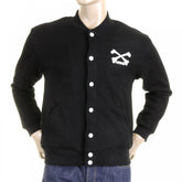 Mens Regular Fit Zip Up Black Baseball Jacket