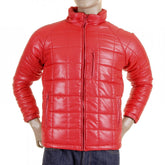 Mens Red Nylon Zip Up Down Filled Regular Fit Quilted Jacket