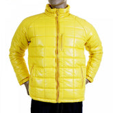 Mens Yellow Nylon Zip Up Down Filled Regular Fit Quilted Jacket