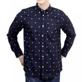Mens Printed 100% Cotton Slim Fit Long Sleeve Shirt with Button Down Collar