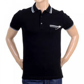 Mens Black Piquet Short Sleeve Polo Shirt