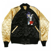 Black and Gold Quilted Regular Fit Reversible Blouson Jacket with Embroidered 4A Hero