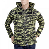 Green Vintage Camouflage Zipped Hooded Sweat Jacket