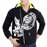 Black Hooded Regular Fit Zipped Monster Rider Jacket