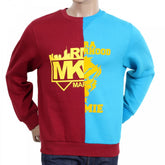 Custom Made Mens Crew Neck Long Sleeve Red and Blue Cotton Sweatshirt