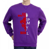 Mens Custom Made Large Fitting Cotton Purple Sweatshirt with Crew Neck