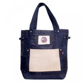 Custom Made Unisex Large Denim with Leather Tote Bag