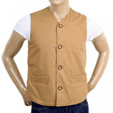 Biscuit Cotton Vintage Cut Regular Fit Lightly Padded Waistcoat