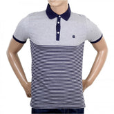 Mens Cotton Nelson Striped Polo Shirt in Navy