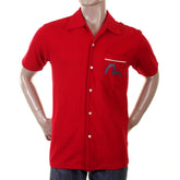 Authentic and Rare Red Shirt with 24 HOUR DENIM LAUNDRY Design