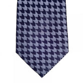 Blue Grey Woven Silk Tie with Jacquard Arrow Pattern and Logo Lining