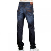 Mens Stretch Denim Jeans with Embroidered Logo on the Back Pocket