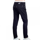Mens Black Stretch Slimmer Fit Jeans with Silver Lion Head Rivets