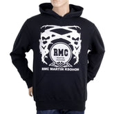 Silver Logo Black Hoodie with Kangaroo Pockets