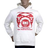 White Hoodie with Printed Signature Red Logo