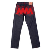 Rare Selvedge Denim Jeans with 4A LIKE BLACK red Embroidery