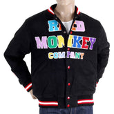 Black with Colour Combo Regular Fit Varsity Baseball Jacket
