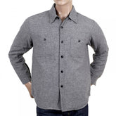Grey Wool Mix SC13177 CPO Long Sleeve Regular Fit Overshirt with Quilted Inner Lining and Polyester Filling