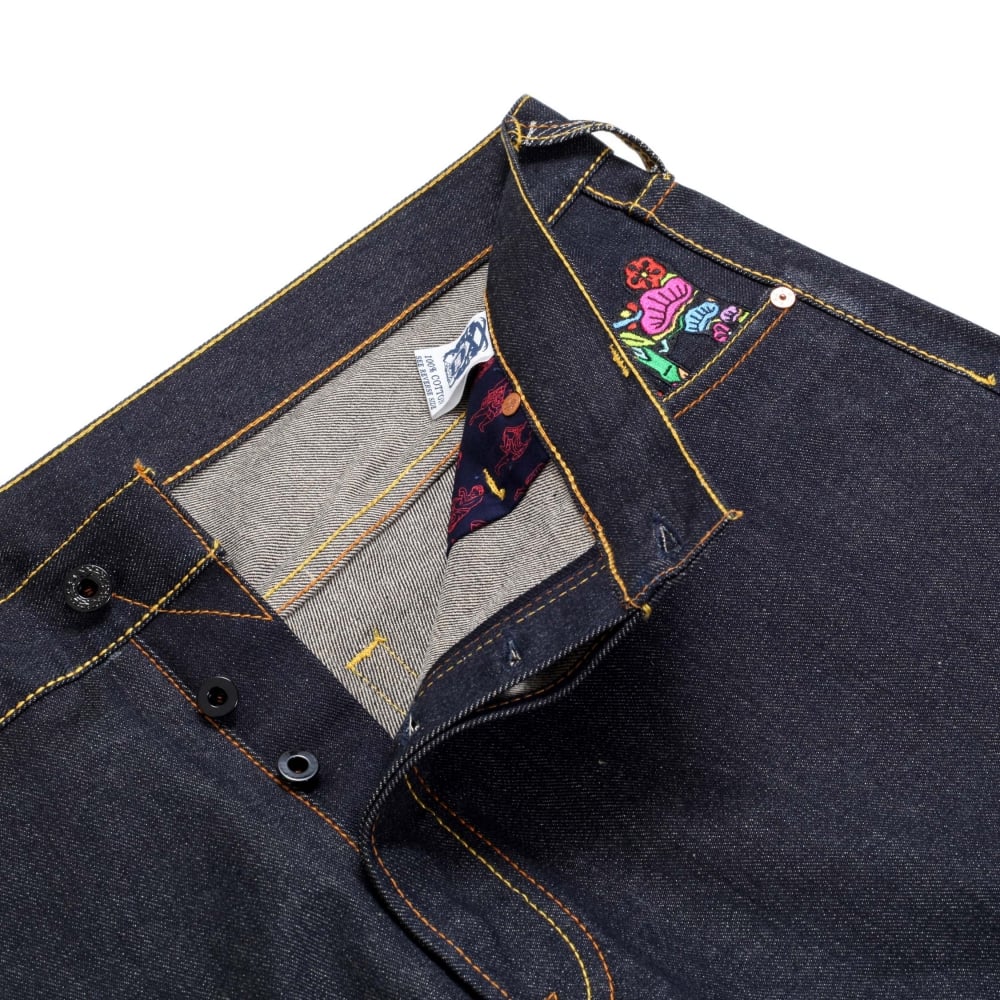 Rare and Exclusive Design Dark Indigo Raw Denim Jeans with Embroidered Superman Rare and Exclusive Design Dark Indigo Raw Denim Jeans with Embroidered Superman