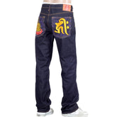 Year Of The Pig Mens indigo vintage cut raw selvedge dark denim jeans
